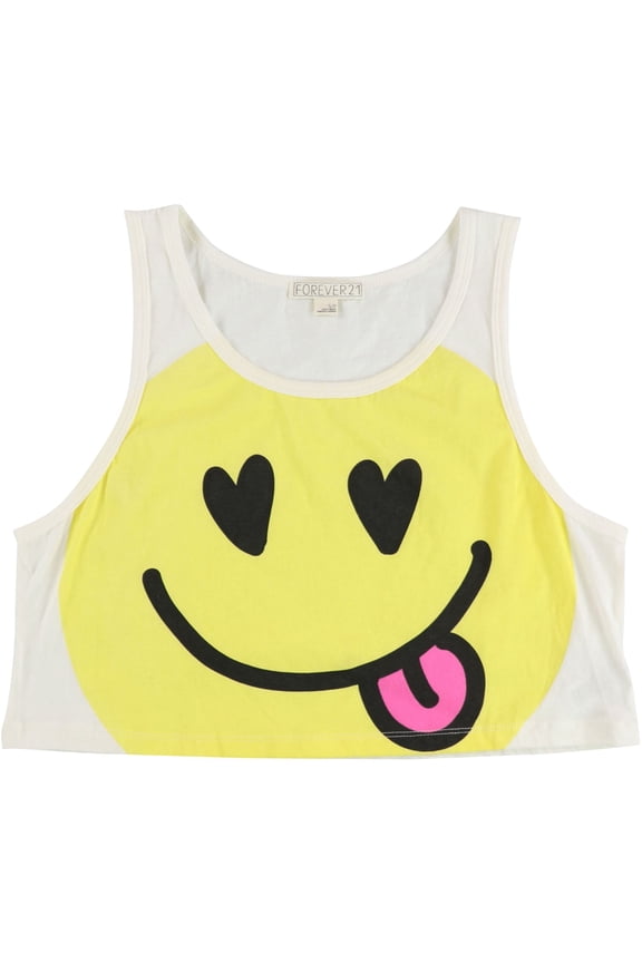 Womens Smiley Tank Top, Yellow, Small
