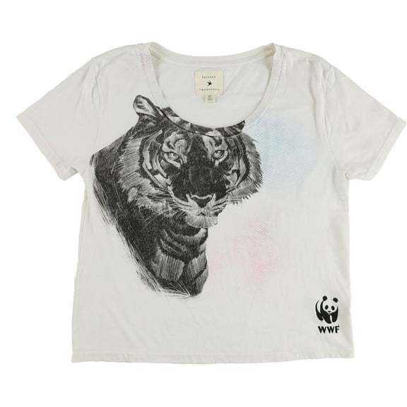 Forever 21 Womens Tiger Graphic T-Shirt, White, Juniors, Small