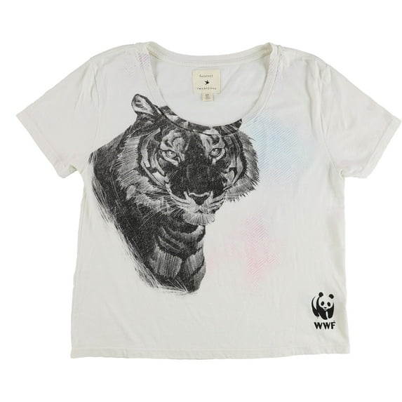 Forever 21 Womens Tiger Graphic T-Shirt, White, Juniors, Small