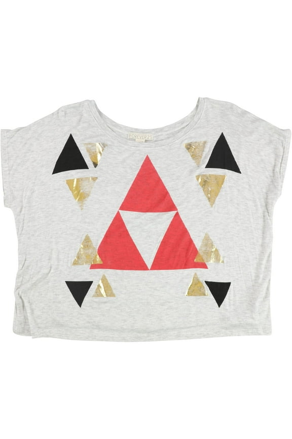 Womens Triangle Print Graphic T-Shirt, Grey, Large