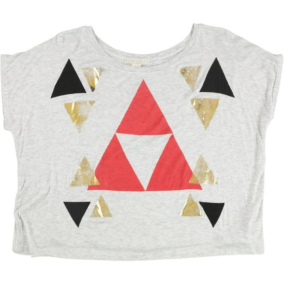 Forever 21 Womens Triangle Print Graphic T-Shirt, Grey, Small