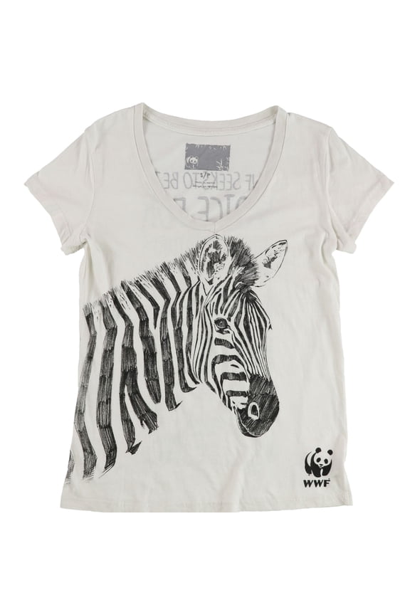 Womens Zebra Graphic T-Shirt, Beige, Juniors, Small