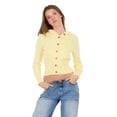 thumbnail image 1 of Forever 21 Women's Butter Yellow Hooded Cable Knit Cardigan Sweater, S, 1 of 6