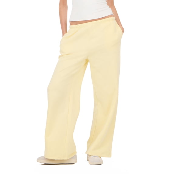 Forever 21 Women's Butter Yellow Athleisure Low-Rise Jogger, Wide-Leg, S