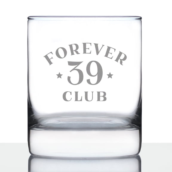 Bevvee Whiskey Rocks Glass 10.25 oz Forever 39 Gifts for Whiskey Lovers Glassware & Drinkware
