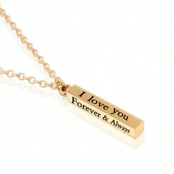 Forever And Always Necklaces For Couples His Her Stainless Steel Cute Heart Engraved Lettering Promise Relationship Matching Couples Necklace Rings Valentine Day Gift