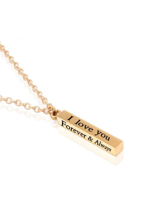 Forever And Always Necklaces For Couples His Her Stainless Steel Cute Heart Engraved Lettering Promise Relationship Matching Couples Necklace Rings Valentine Day Gift