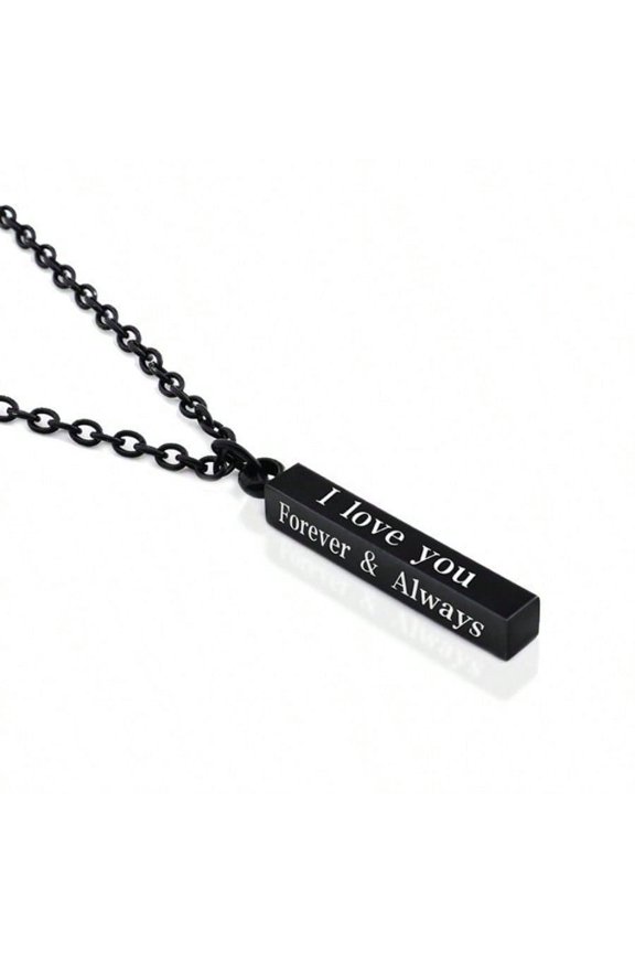 Forever And Always Necklaces For Couples His Her Stainless Steel Cute Heart Engraved Lettering Promise Relationship Matching Couples Necklace Rings Valentine Day Gift