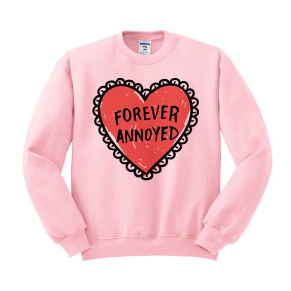 Forever Annoyed Heart Crewneck Sweatshirt 2X-Large Pink