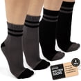 thumbnail image 1 of Forever Bambe Retro Mini Crew Socks for Women, Soft Terrycloth Cushioned Bottom Striped Socks, Athletic Quarter Calf Gym Socks (4-Pack) Charcoal/Black, 1 of 7