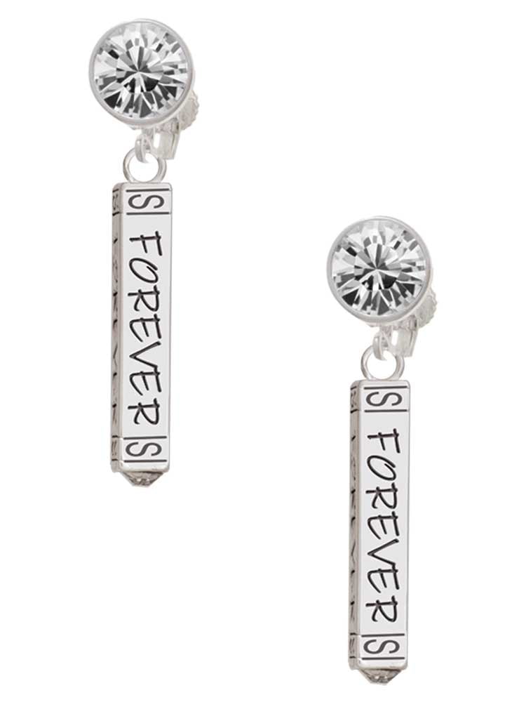Forever Bar Clear Crystal Clip On Earrings