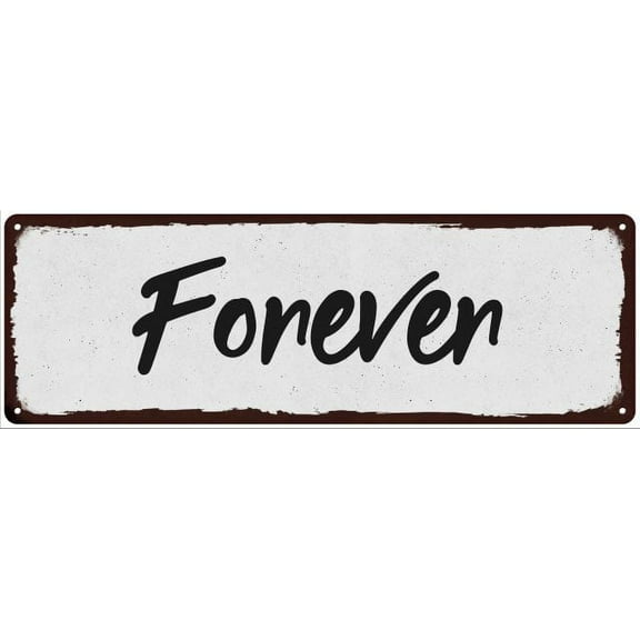 Forever Black on White Shabby Chic Metal Sign 6x18 Room Decor 206180049007