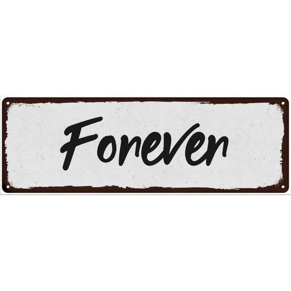 Forever Black on White Shabby Chic Metal Sign 8x24 Room Decor 108240049007