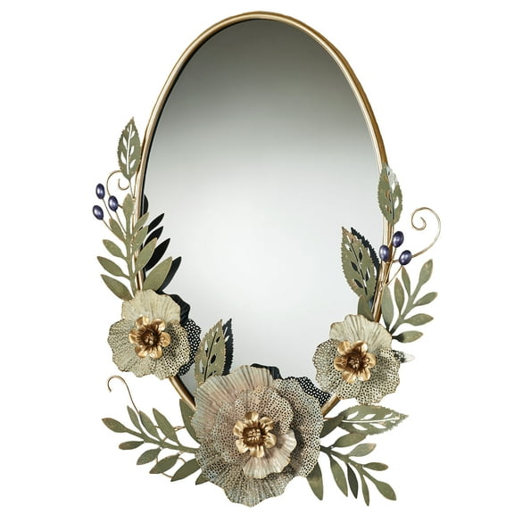 Forever Blooms Oval Wall Mirror Multi Pastel 26 x 3.5 x 35