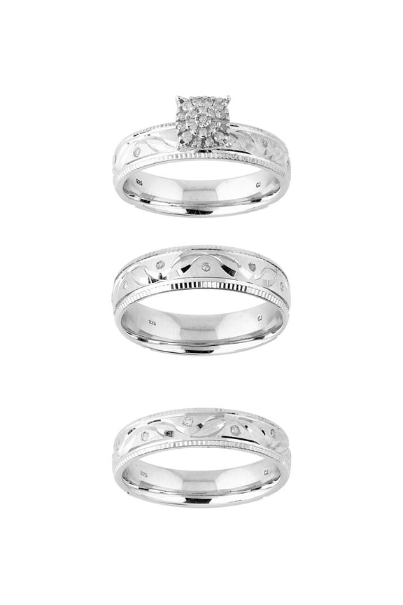 Forever Bride 0.16ct (J-K,I2-I3) Round Diamond Engagement Wedding Ring in Silver White.