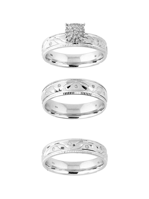 Forever Bride 0.16ct (J-K,I2-I3) Round Diamond Engagement Wedding Ring in Silver White.