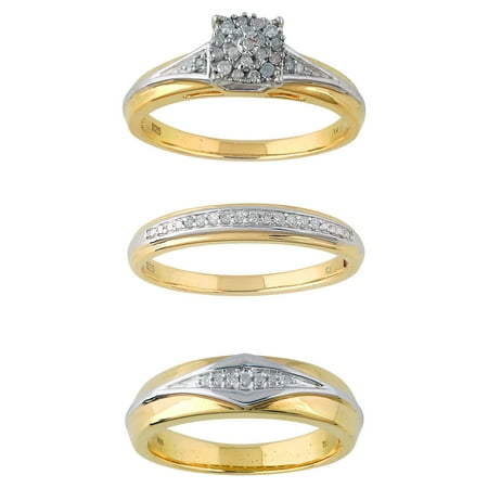 Forever Bride 0.20ct (J-K,I2-I3) Round Diamond Engagement Wedding Silver- plated Yellow Ring.