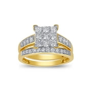 Forever Bride 1.00 Carat T.W. Diamond Wedding Ring Set in 10K Yellow Gold (L, I2-I3)