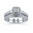 thumbnail image 1 of Forever Bride 1/10 Ct Natural Diamond Cushion Cut Bridal Set Women's Ring, Sterling Silve, 1 of 5