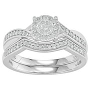 FOREVER BRIDE 1/2 Ct Diamond Miracle Plated Sterling Silver Twist Wedding Band for Women