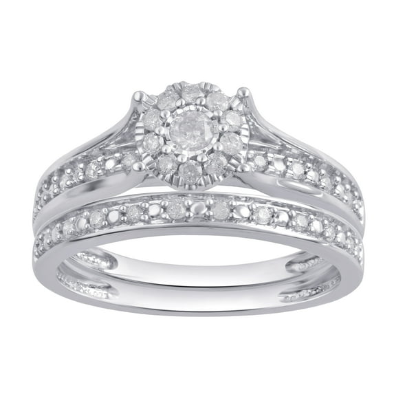 Forever Bride 1/3 Carat Diamond Composite Bridal Ring Set in 10K White Gold (I-J, I2-I3)
