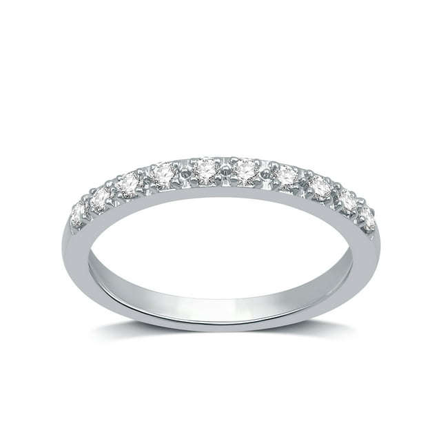 Forever Bride Women's 10K White Gold Pave Stackable Wedding Band, 1/4 CTTW Diamond (I2, H-I)