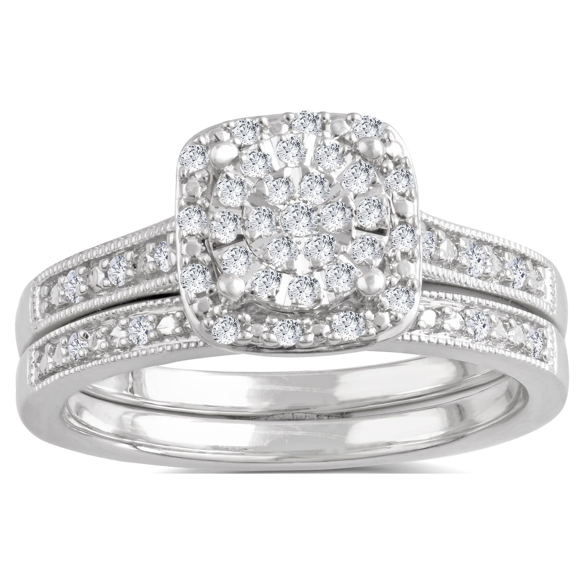 Cushion Frame Cushion Bridal Set Forever Bride 1/4 Carat Cushion