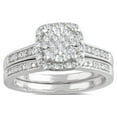 thumbnail image 1 of Forever Bride 1/4 Carat T.W. Cushion Frame Diamond Composite Silver Bridal Set, 1 of 4