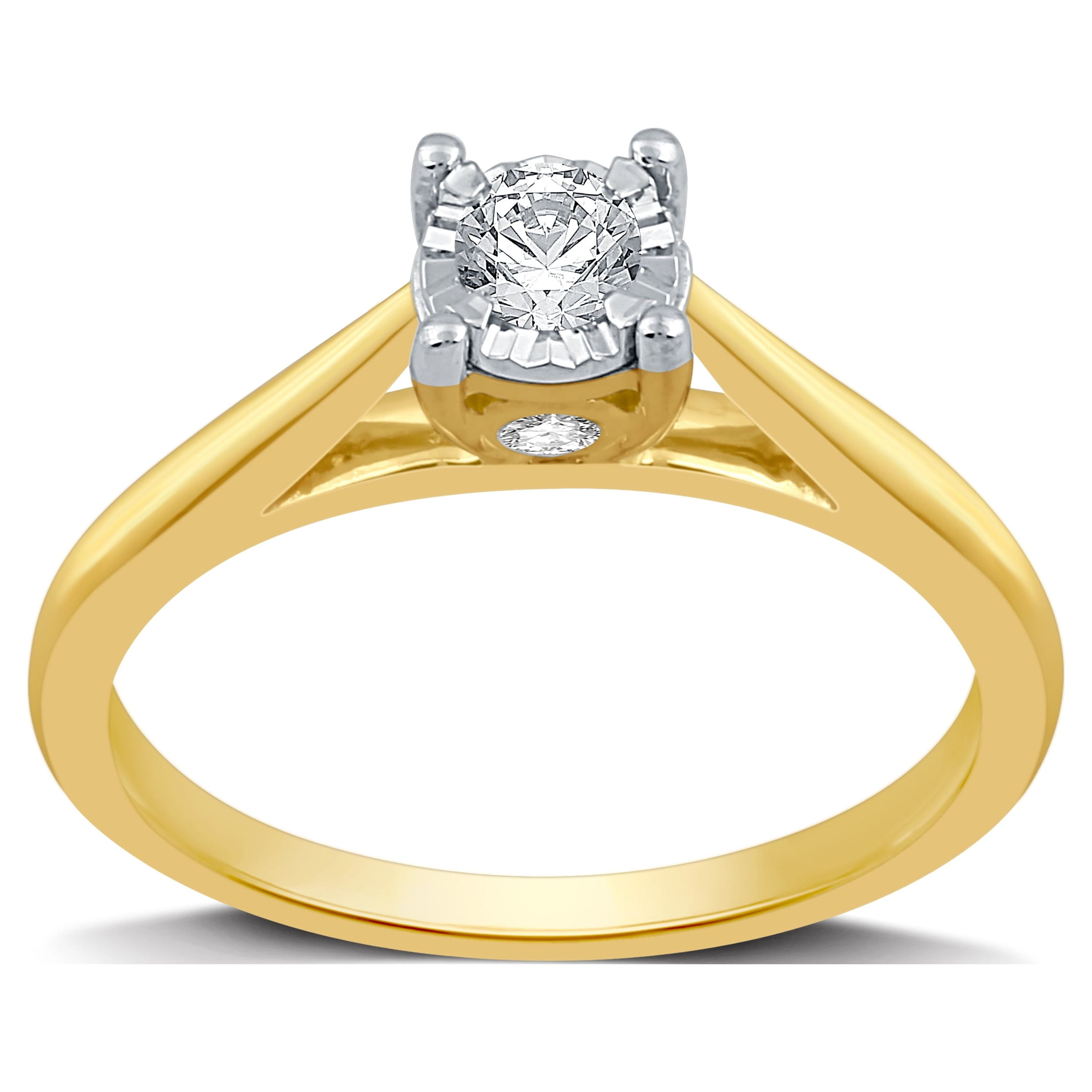 Forever Bride 1/2 Carat T.W. Round Diamond 10 kt Yellow Gold Miracle Plate  Solitaire Engagement Ring