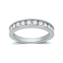 Forever Bride 1 CTTW Round Diamond Women's Sterling Silver Anniversary, Wedding Band