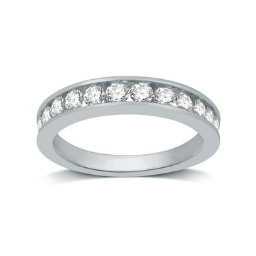 Forever Bride 1 CTTW Round Diamond Women's Sterling Silver Anniversary, Wedding Band