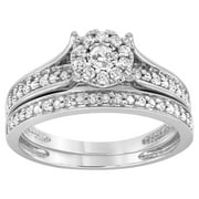 FOREVER BRIDE 10K White Gold 1/3 Carat Diamond Wedding Bridal Set for Women