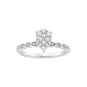 Forever Bride .33 CTTW Diamond Pear Engagement Ring in Sterling Silver, Size 7
