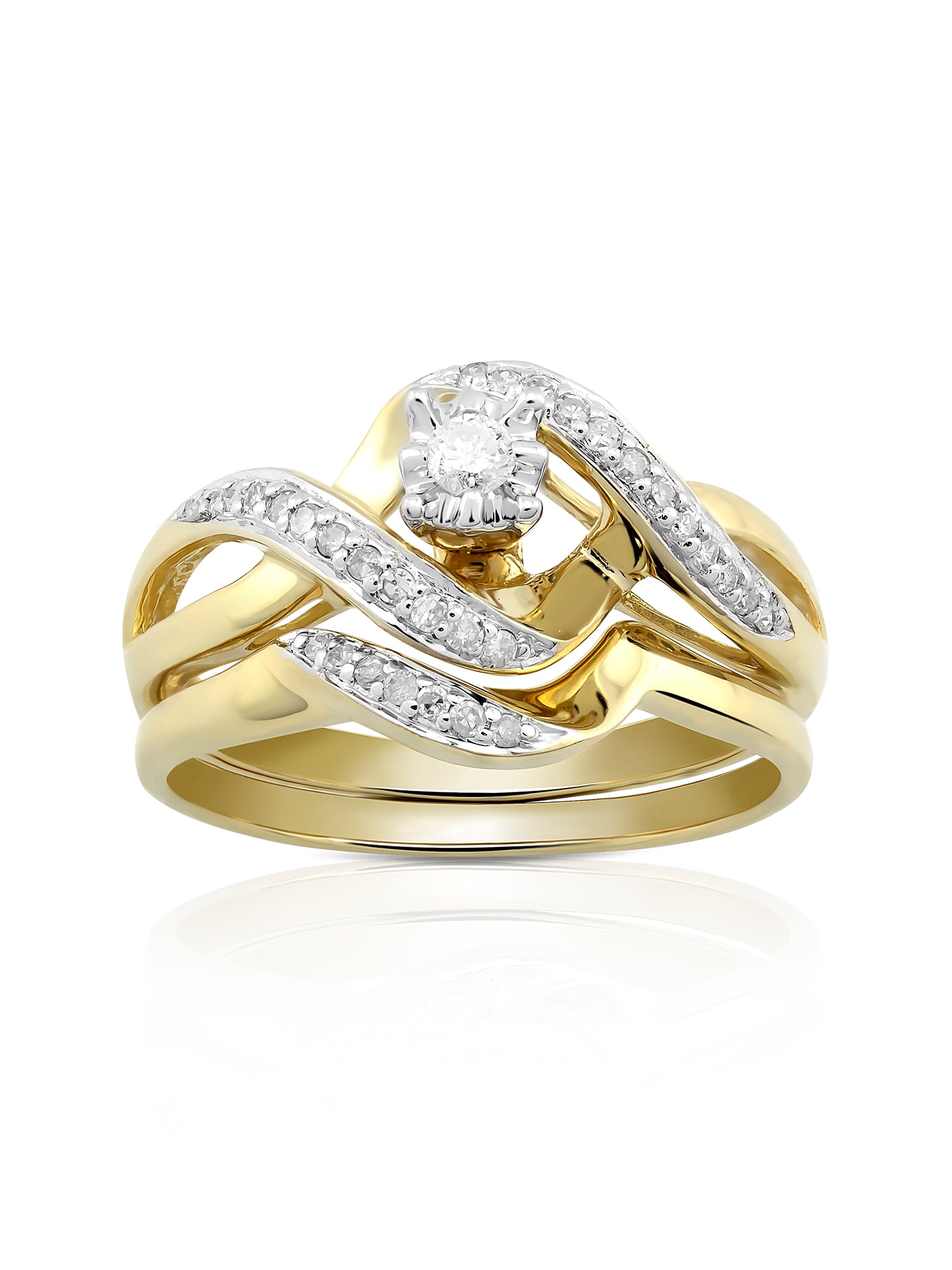 Forever Bride Bridal Set Ring with 0.20 Carat T.W. Diamond in 10K Yellow Gold For Women