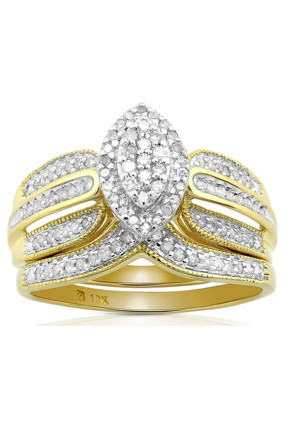Bridal Set Ring with 0.33 Carat T.W. Diamond in 10K Yellow Gold For Women