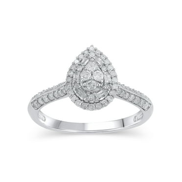 Forever Bride Composite Round Brilliant Cut Diamond Women Engagement Ring 0.50 ct, Sterling Silver