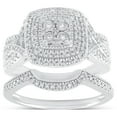 thumbnail image 1 of Forever Bride Sterling Silver 1/3 CTTW Diamond Cushion Bridal Ring Set, Women, Adults, 1 of 5