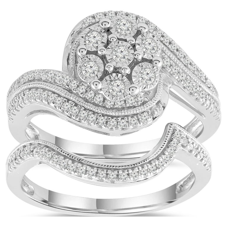 LADIES BRIDAL SET 0.25CT ROUND DIAMOND YELLOW GOLD/STERLING SILVER LADIES BRIDAL SET 0.25CT ROUND DIAMOND YELLOW GOLD/STERLING SILVER