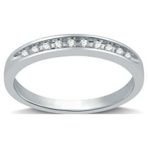 Forever Bride Women's 1/10 CTTW Round Diamond Channel-Set Stackable Wedding Band in Sterling Silver