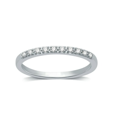 Forever Bride Women's 10K White Gold Pave Stackable Wedding Band, 1/10 CTTW Diamond (I2, H-I)