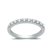 FOREVER BRIDE Women's 10K White Gold Pave Stackable Wedding Band, 1/4 CTTW Diamond (I2, H-I)