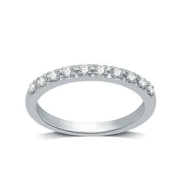 Forever Bride Women's 10K White Gold Pave Stackable Wedding Band, 1/4 CTTW Diamond (I2, H-I)