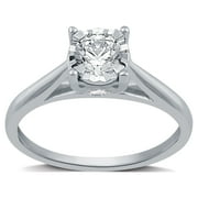 Forever Bride Women's 10K White Gold Solitaire Engagement Ring, 1/2 CTTW Round Diamond (I2, H-I)