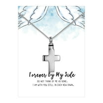 Forever By My Side Cremation Necklace - Silver Cross Memorial Jewelry - Human Ashes Holder - Keepsake Pendant - Funnel Kit - Ships Next Day!