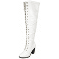thumbnail image 1 of Forever Camila-48 Women's Lace Up Over The Knee Boots Stacked Block High Heel Side Zipper Thigh High Boots White 7.5, 1 of 5