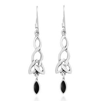 Forever Celtic Knots Onyx Drop .925 Sterling Silver Earrings