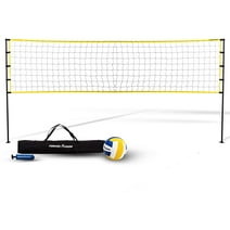 Forever Champ Volleyball Net System - Includes 32x3 feet Regulation Size Net, 8.5-inch PU Volleyball, Carrying Bag, Boundary Lines, Steel Poles & Pump - Volleyball Net for Backyard, Beach, or Pool