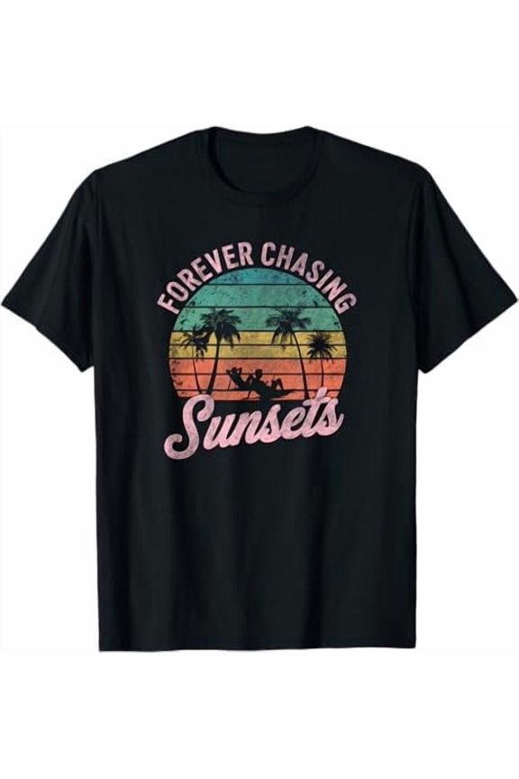 Forever Chasing Sunsets Retro Beach Summer Vibes T-Shirt