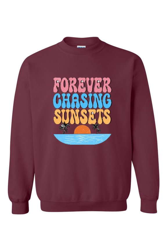 Forever Chasing Sunsets Retro Summer Beach Vacation Gift Sweatshirt, for men & women, up to size 5XL