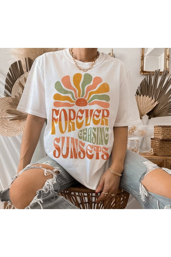 Forever Chasing Sunsets Shirt, Beach Shirt, Retro Summer Shirt, Retro Shirt, Summer Shirt, Trendy Shirt, Sublimation Designs, Summer T-Shirt